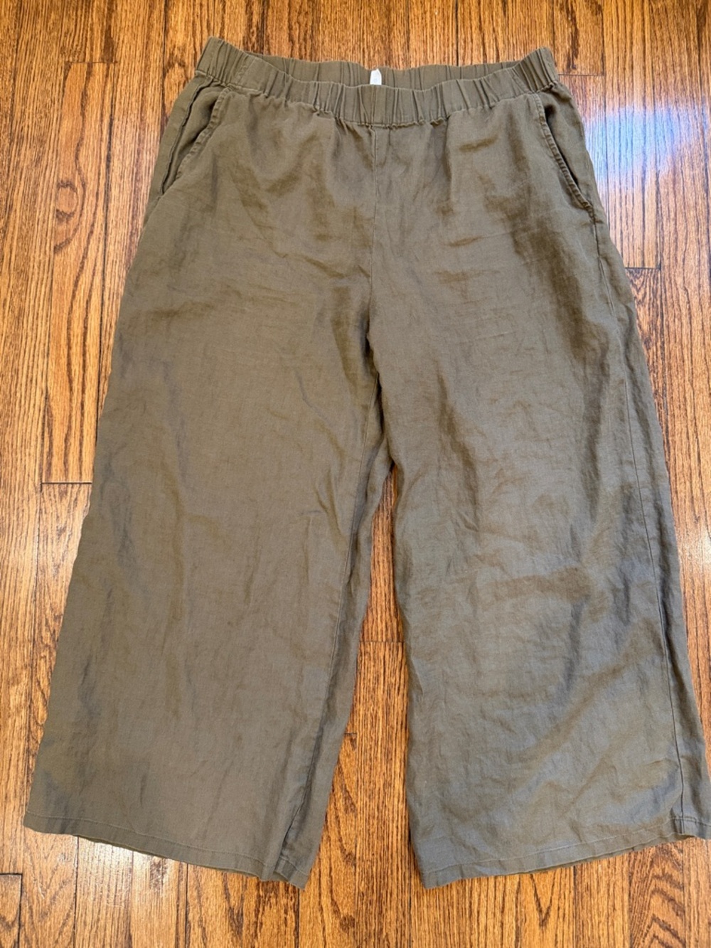 Eileen Fisher Cropped Wide Leg Pants Organic Linen - Picture 4 of 11